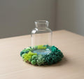 Handmade Moss Coaster, One of a Kind Fiber Art Drink Mat, Textured Yarn Home Decor